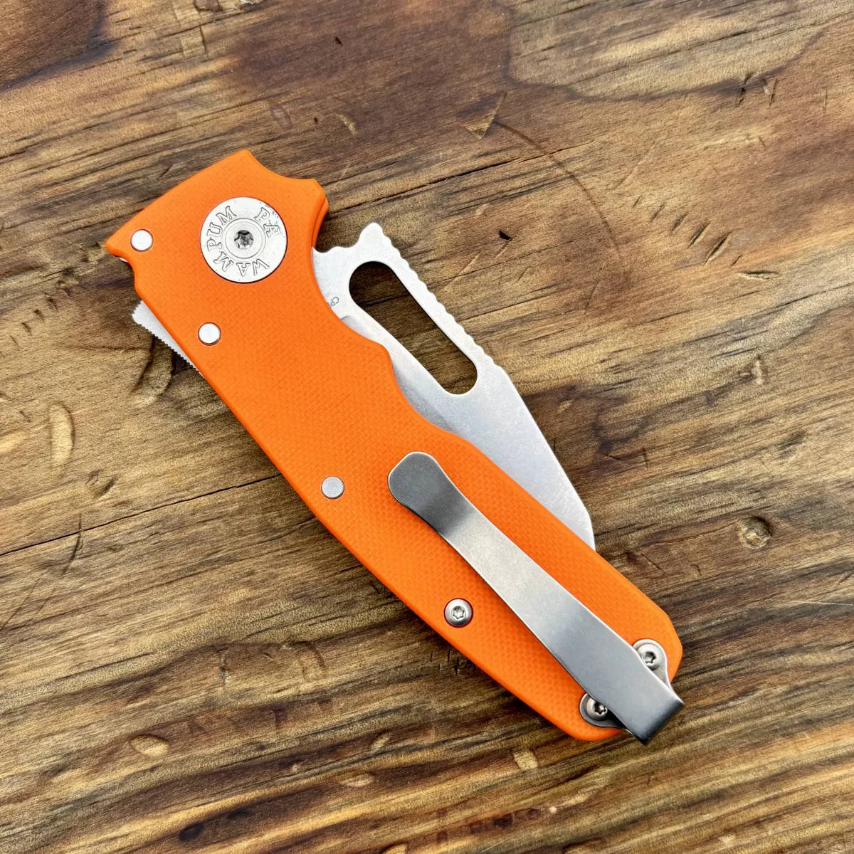 Demko Shark Cub Orange G10 Scales Stonewashed CPM-20CV Sharks Foot
